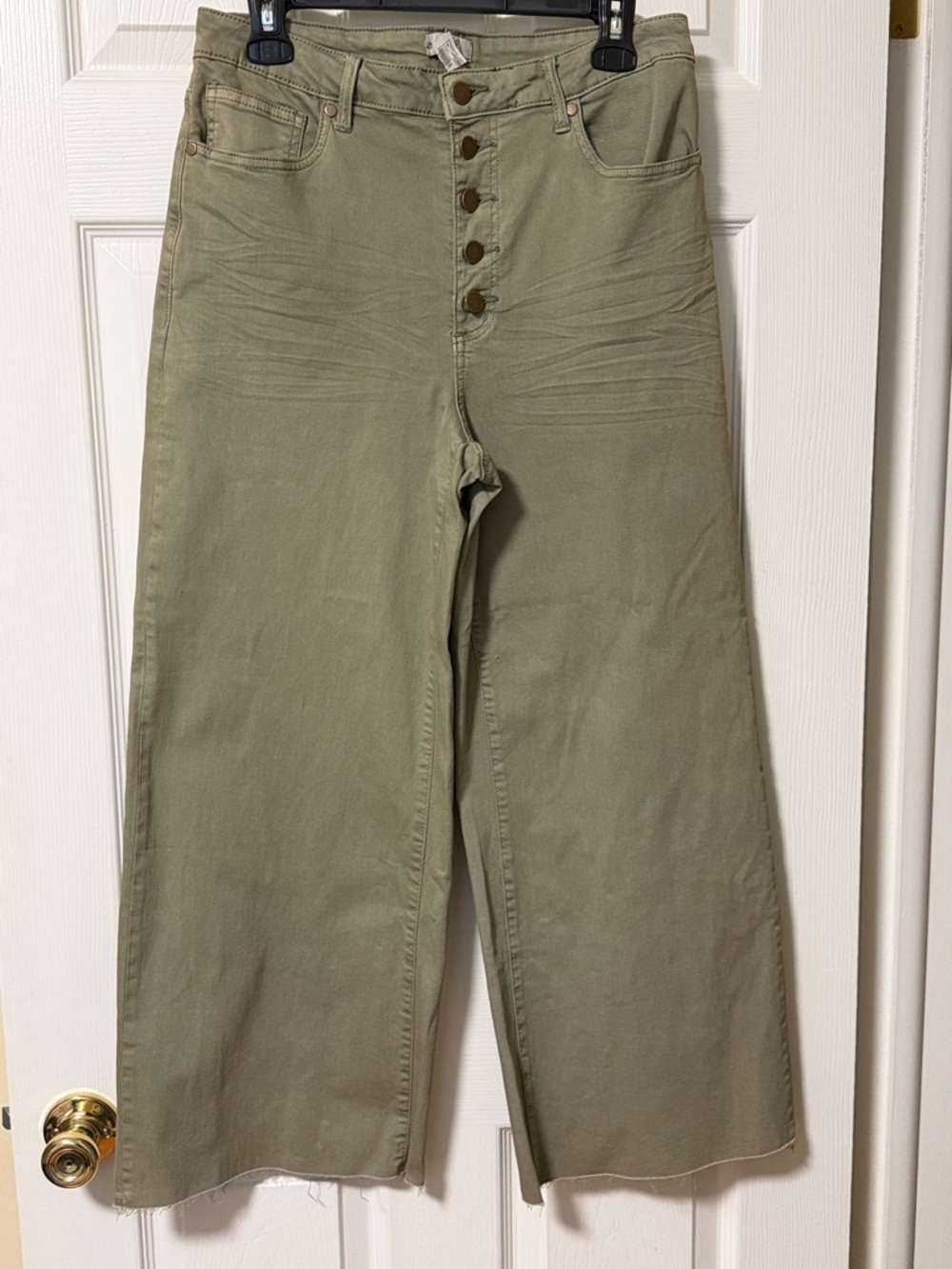 NEW WOMENS easel Jeans Pants sz L olive green